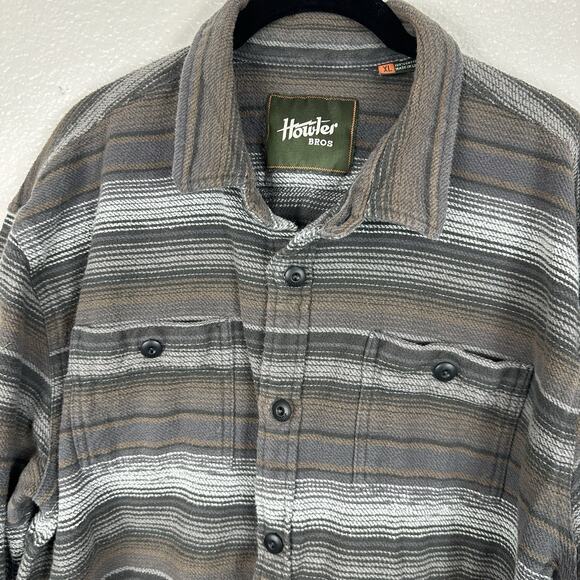 Howler Bros Shirt Mens XL Grey Stripes Rodanthe Blanket Flannel Grunge Outdoor - Picture 9 of 14